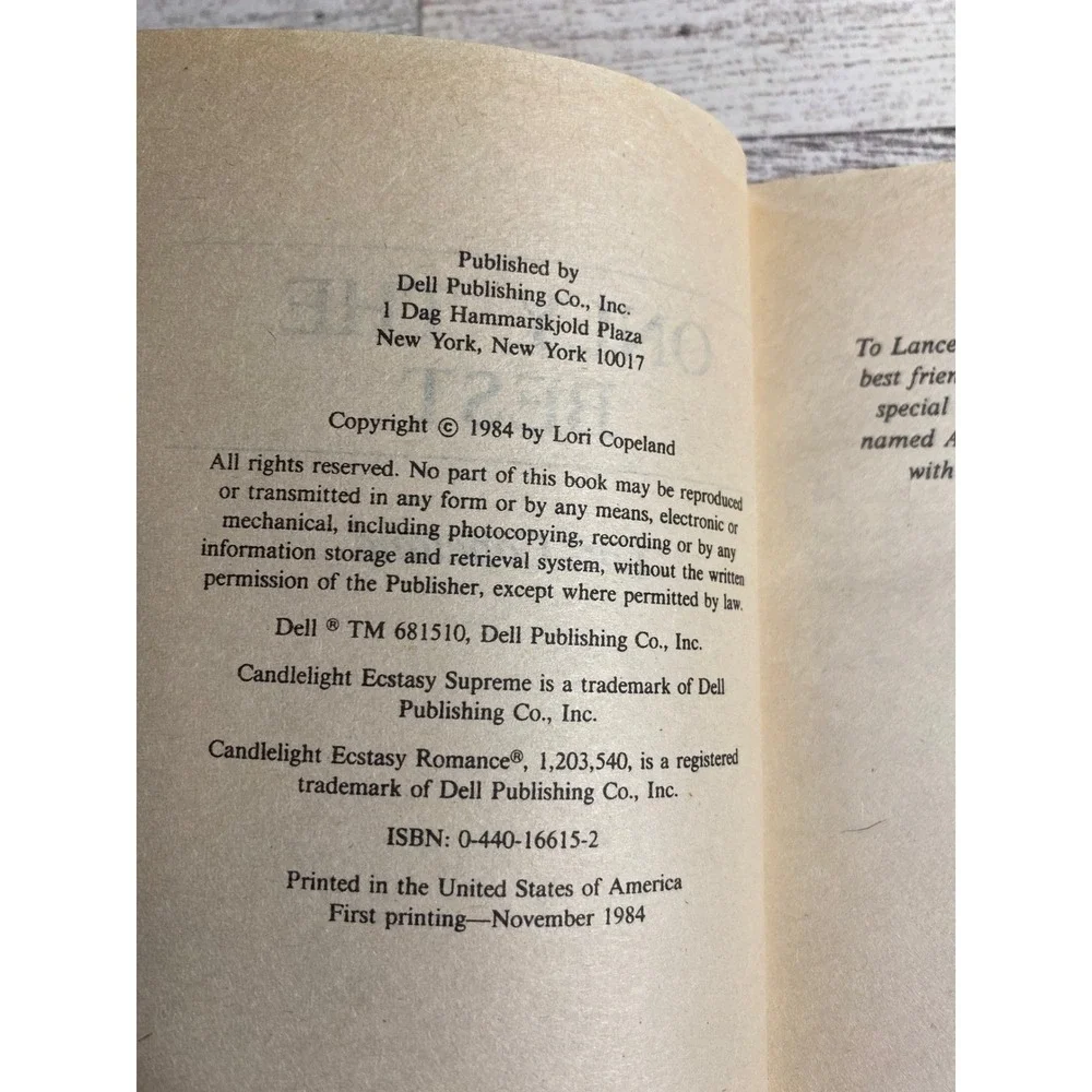 Candlelight Ecstasy Supreme Only the Best Lori‎ Copeland Romance Paperback 1984
